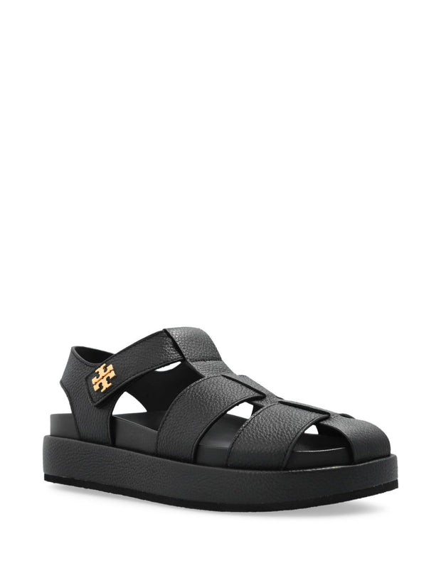 Tory Burch Kira Fisherman Sport Leather Sandals - Black