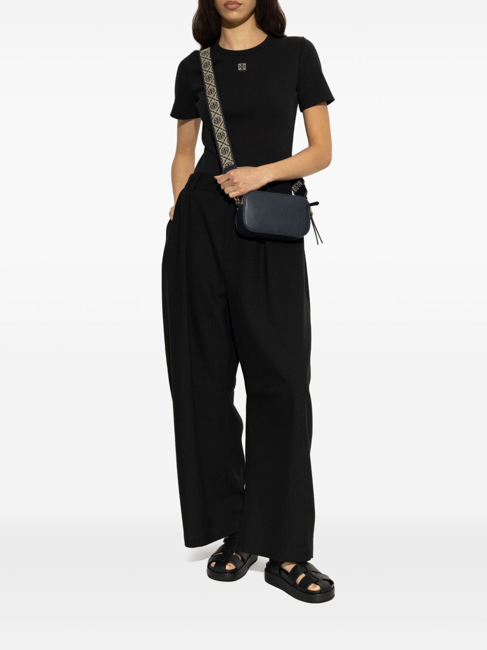 Tory Burch Kira Fisherman Sport Leather Sandals - Black