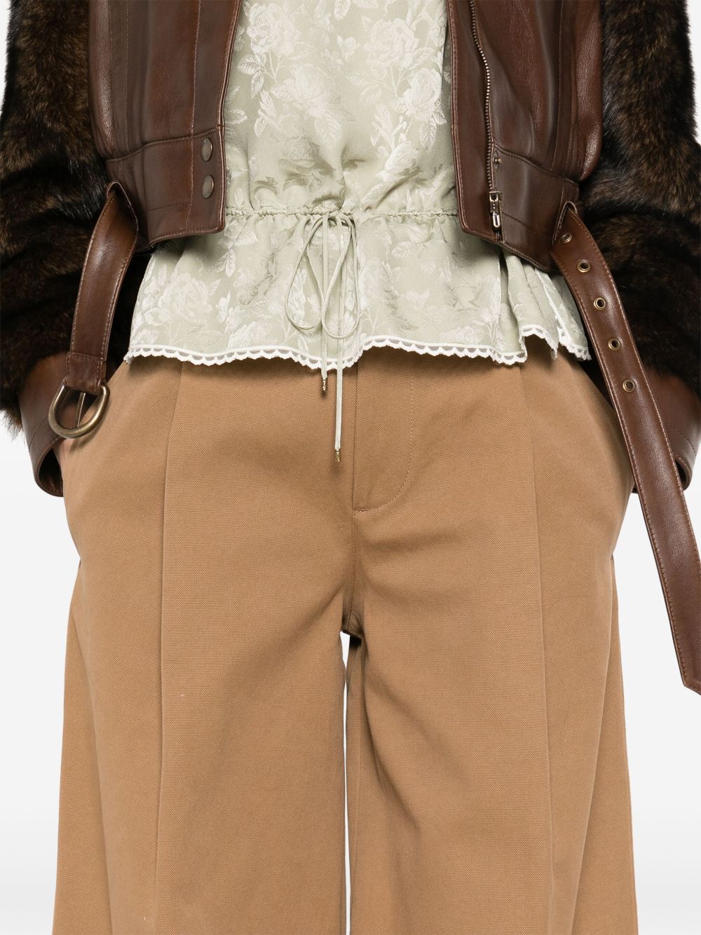 Chloé Chloè Cotton Wide-leg Trousers Brown