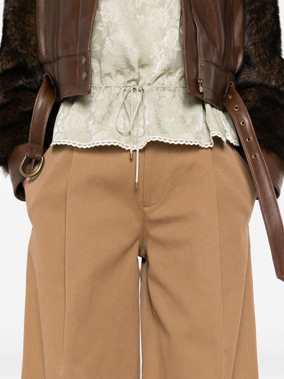 Chloé Chloè Cotton Wide-leg Trousers Brown