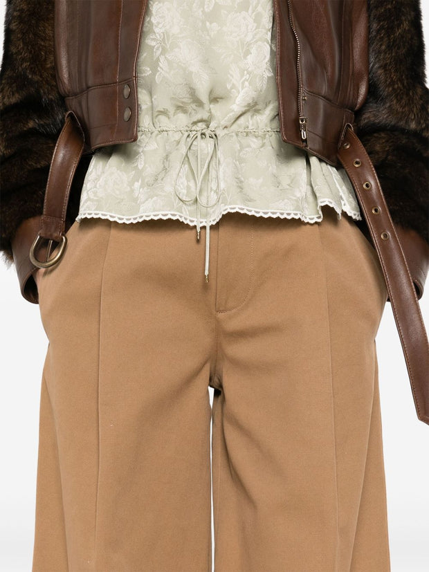 Chloé Chloè Cotton Wide-leg Trousers Brown