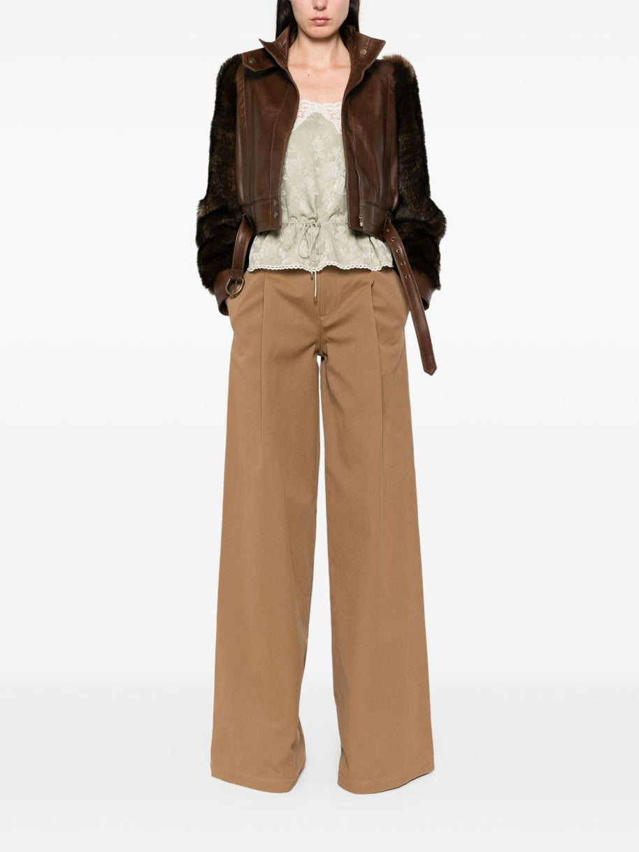 Chloé Chloè Cotton Wide-leg Trousers Brown