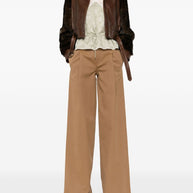 Chloé Chloè Cotton Wide-leg Trousers Brown