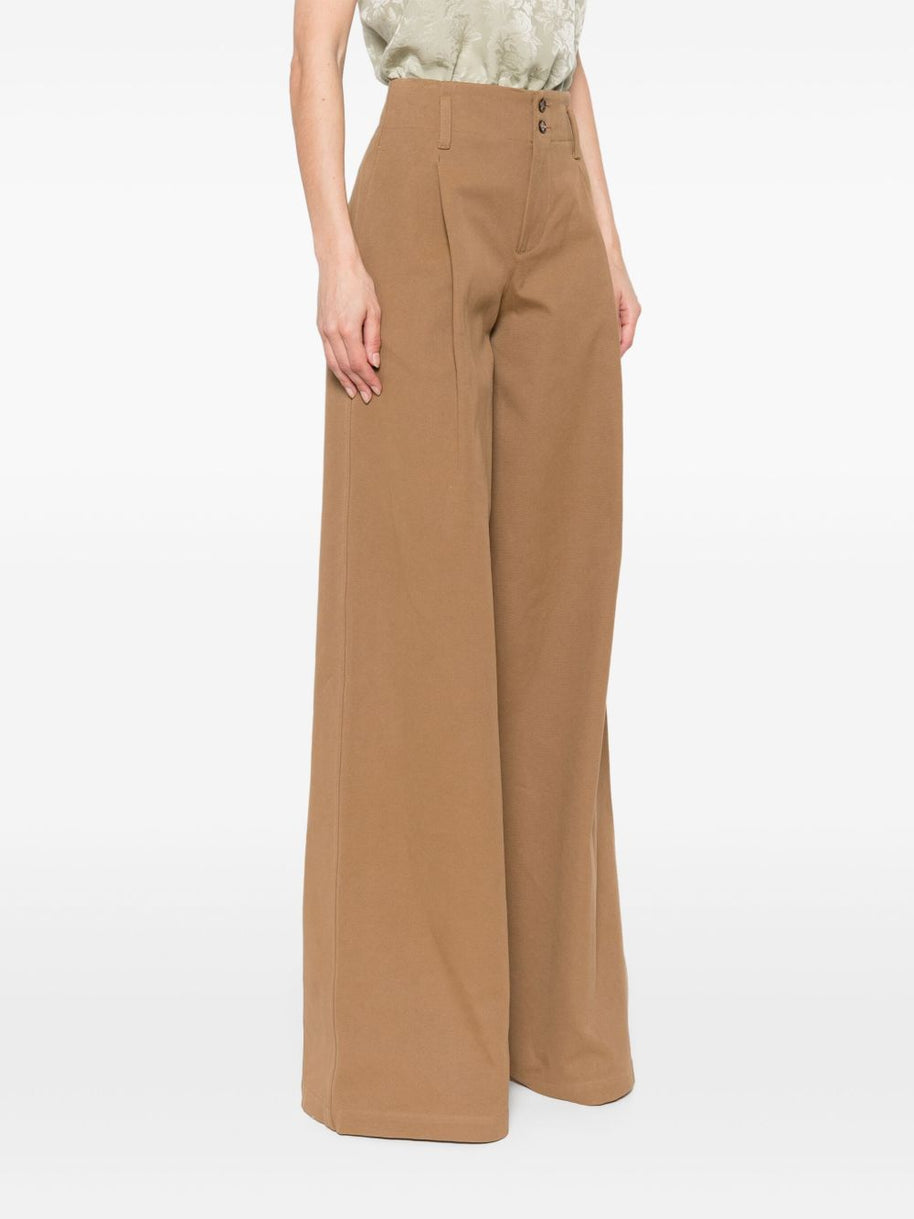 Chloé Chloè Cotton Wide-leg Trousers Brown