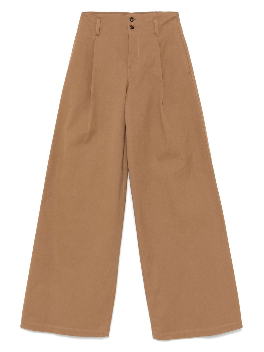 Chloé Chloè Cotton Wide-leg Trousers Brown