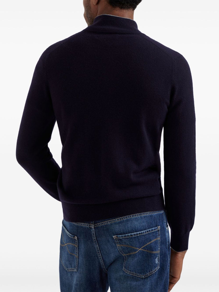 Brunello Cucinelli Cashmere High-neck Sweater - Blue