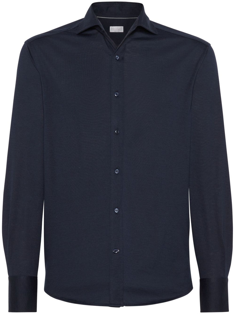 Brunello Cucinelli Silk And Cotton Blend Shirt - Blue