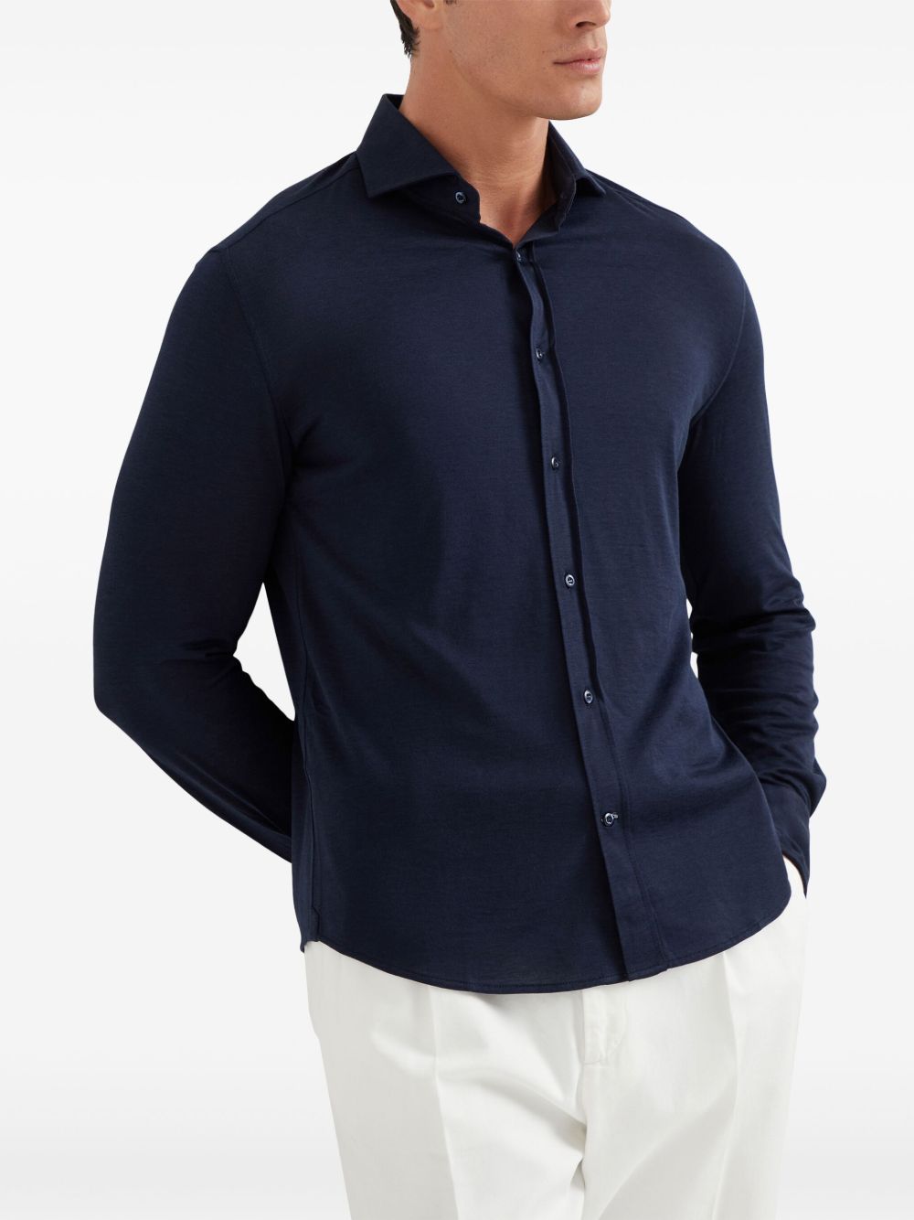 Brunello Cucinelli Silk And Cotton Blend Shirt - Blue