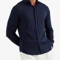 Brunello Cucinelli Silk And Cotton Blend Shirt - Blue