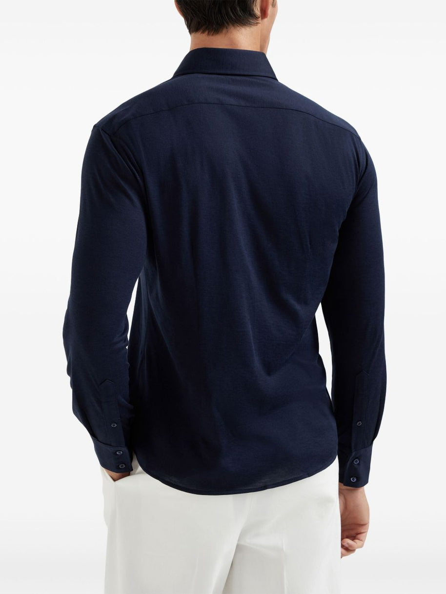 Brunello Cucinelli Silk And Cotton Blend Shirt - Blue