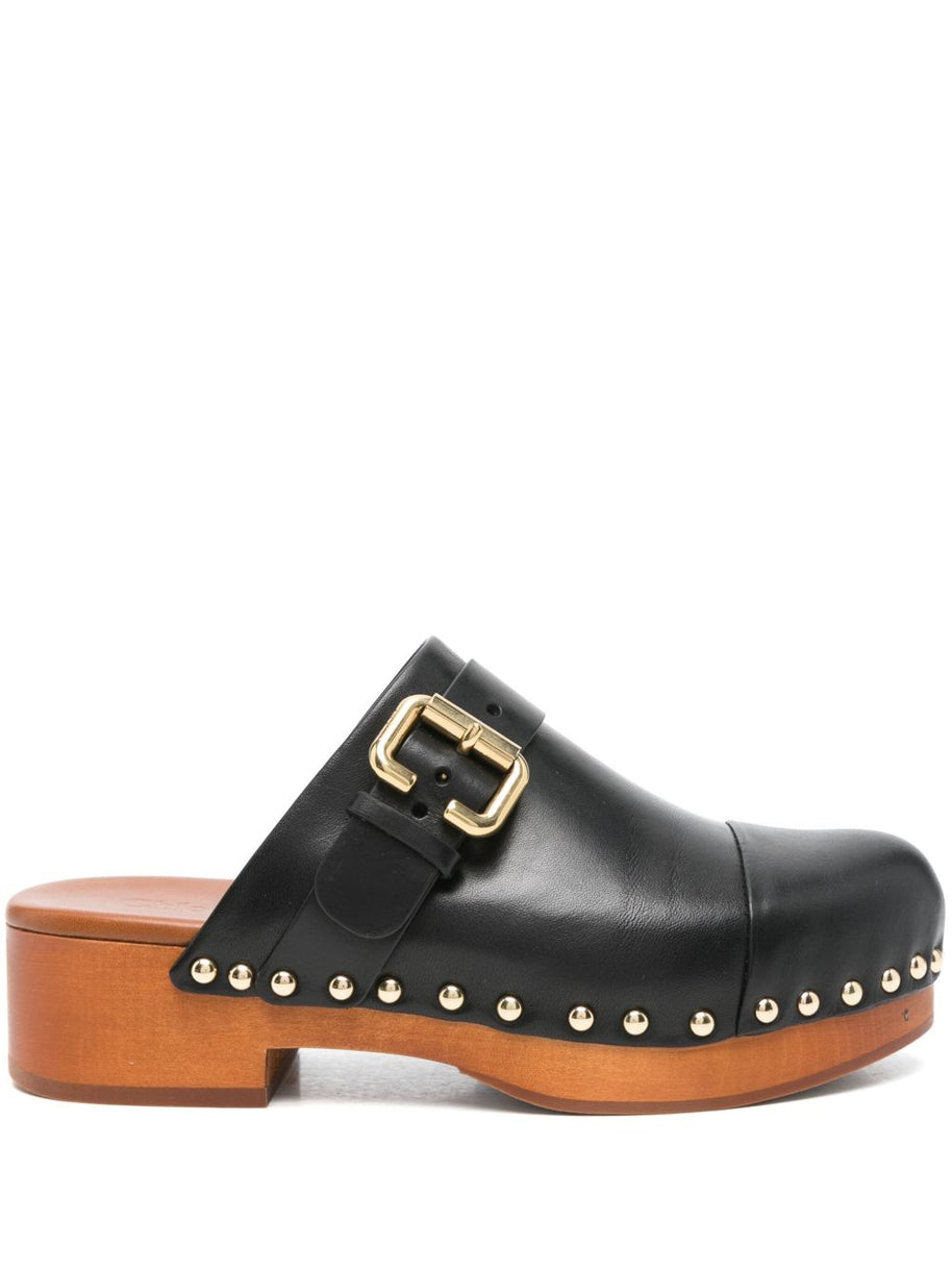 Chloé  Jeannette Leather Clogs - Black
