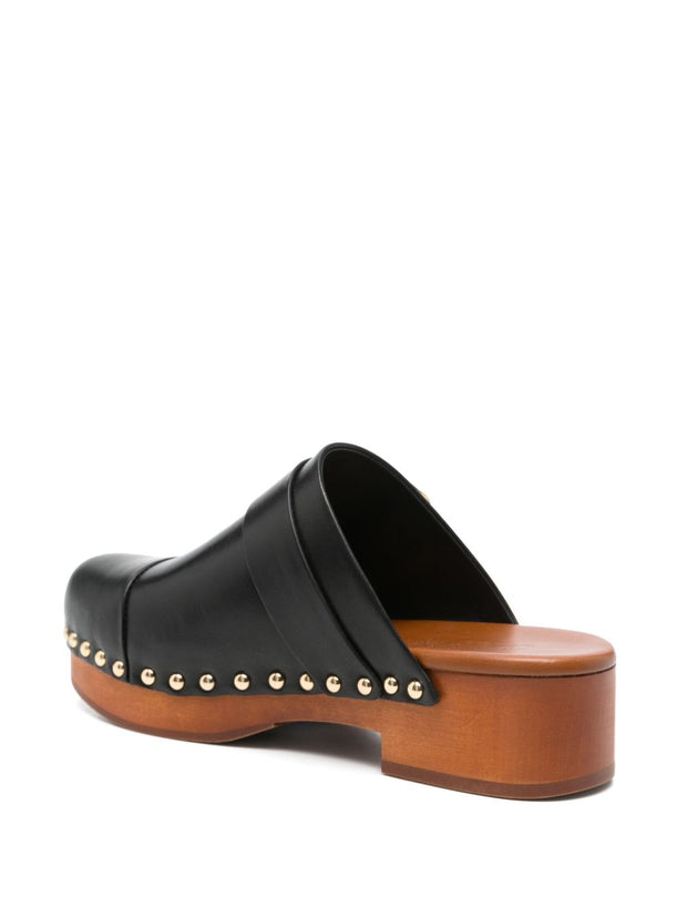 Chloé  Jeannette Leather Clogs - Black
