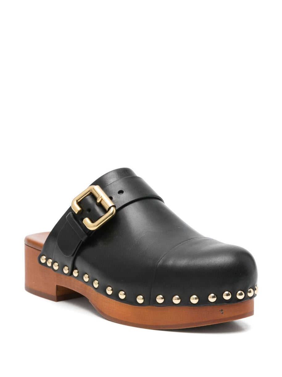 Chloé  Jeannette Leather Clogs - Black