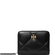 Tory Burch Kira Diamond Leather Zipped Wallet - Black