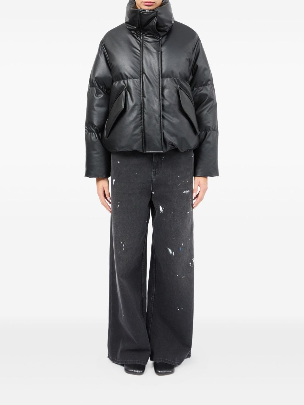 MM6 Maison Margiela Short Nylon Down Jacket - Black