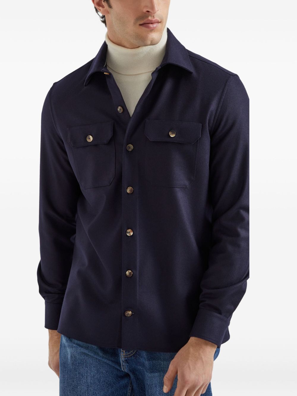 Brunello Cucinelli Wool Shirt - Blue