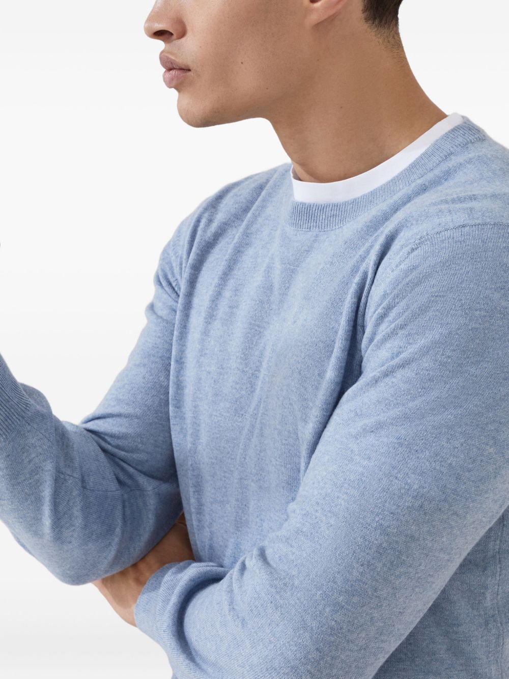 Brunello Cucinelli Cashmere Crewneck Sweater Clear Blue