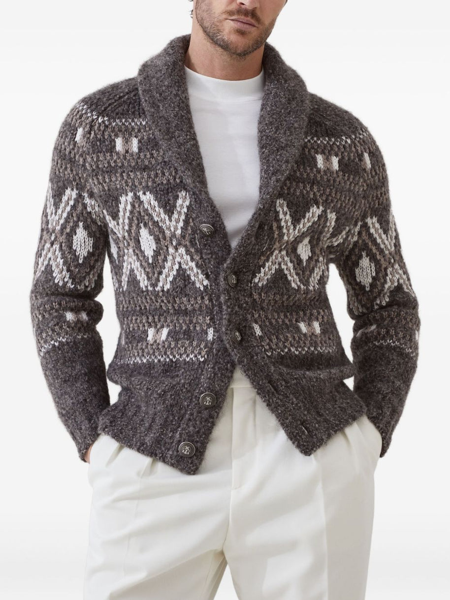 Brunello Cucinelli Wool V-necked Cardigan - Bordeaux