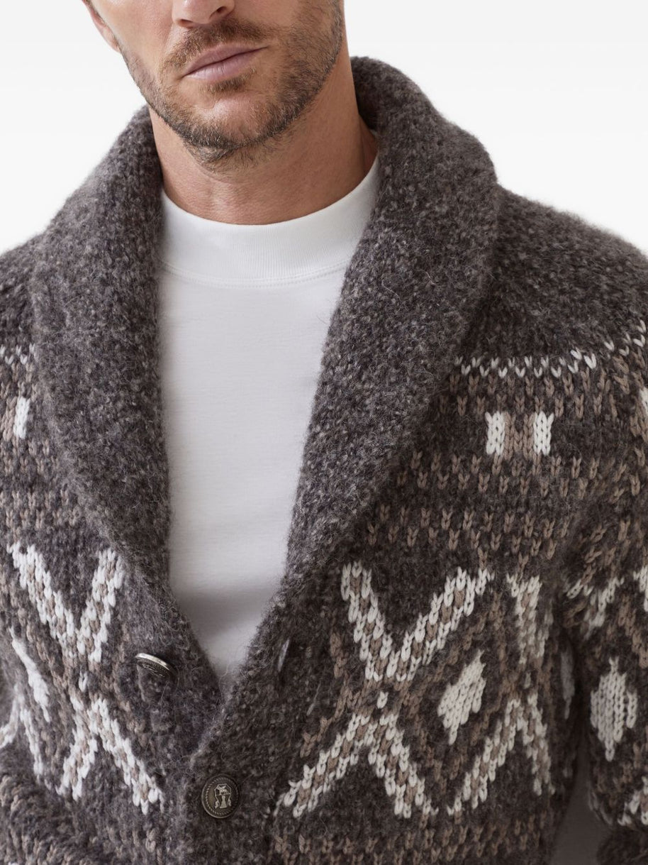 Brunello Cucinelli Wool V-necked Cardigan - Bordeaux