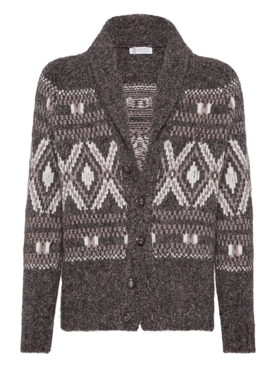 Brunello Cucinelli Wool V-necked Cardigan - Bordeaux