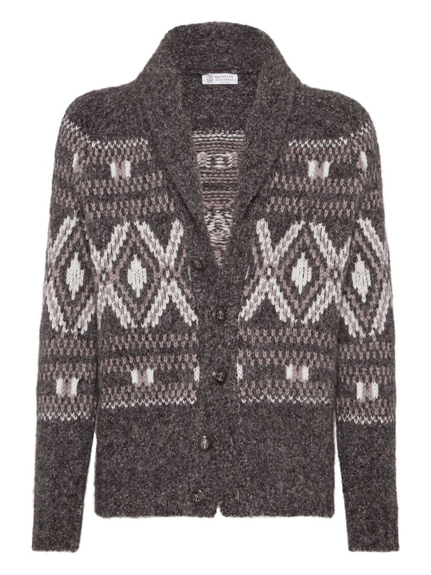 Brunello Cucinelli Wool V-necked Cardigan - Bordeaux