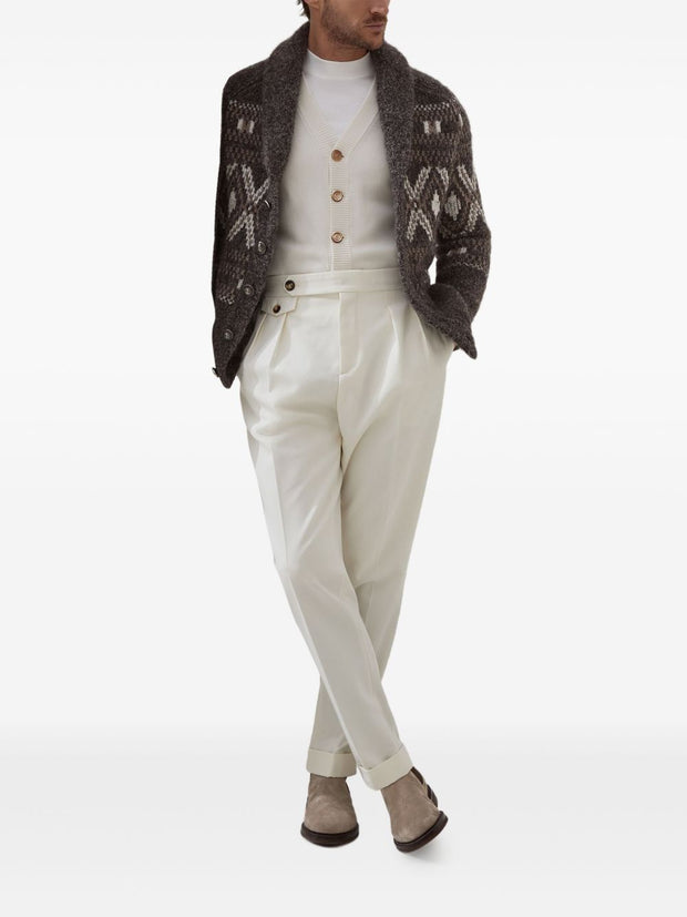 Brunello Cucinelli Wool V-necked Cardigan - Bordeaux