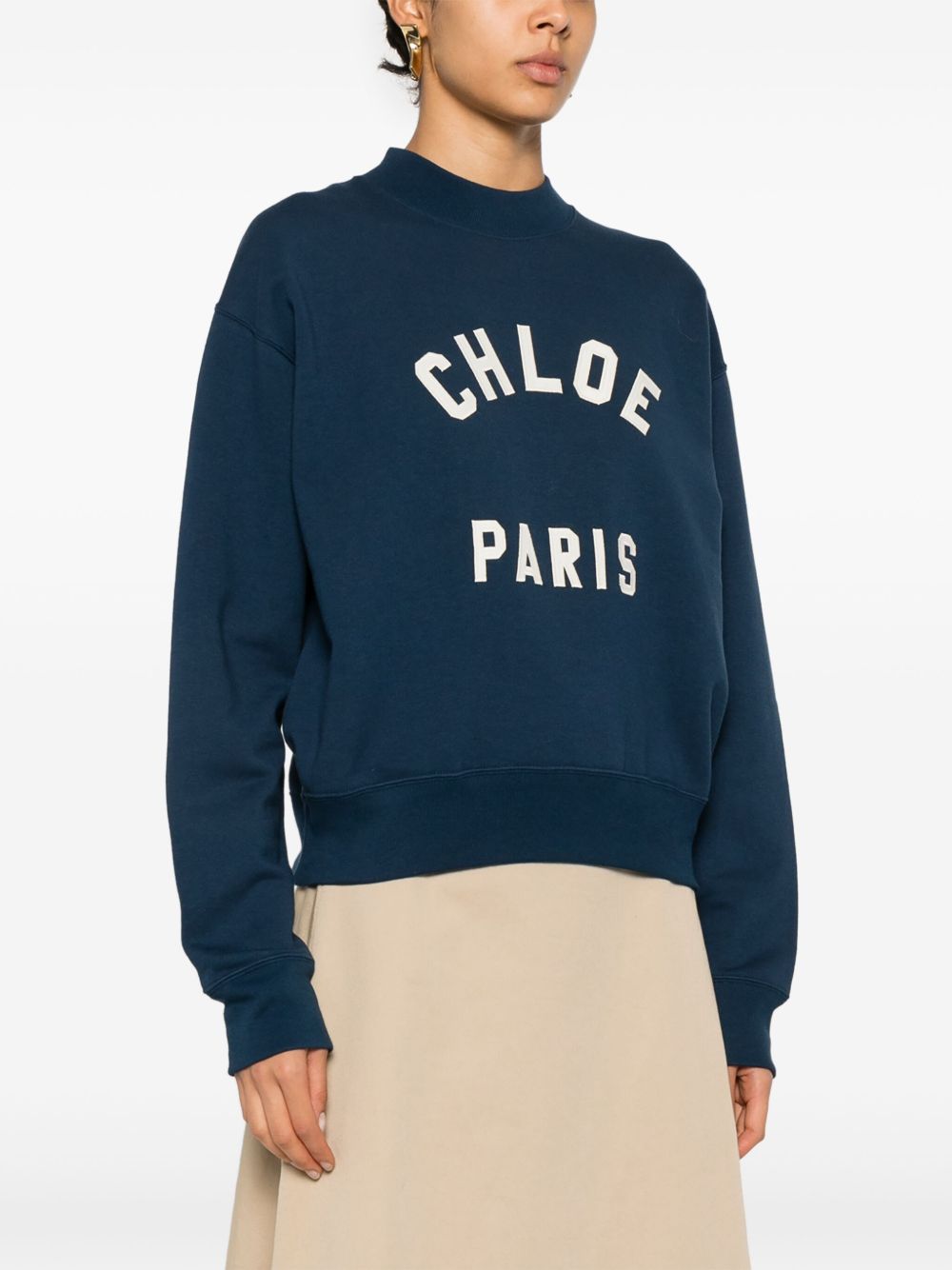 Chloé Logo Cotton Sweatshirt - Blue