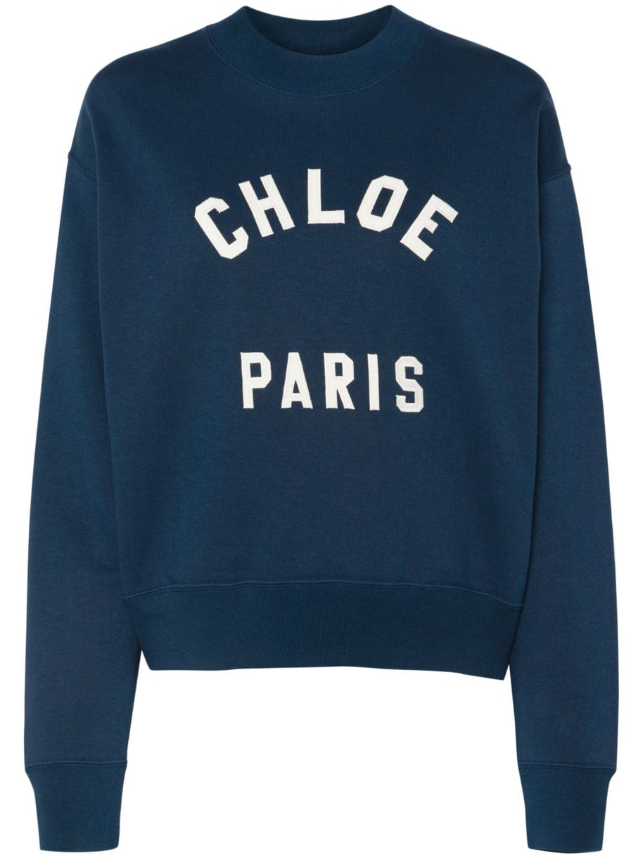 Chloé Logo Cotton Sweatshirt - Blue