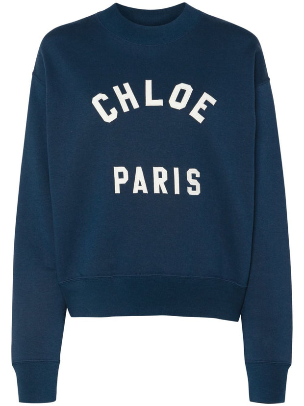 Chloé Logo Cotton Sweatshirt - Blue