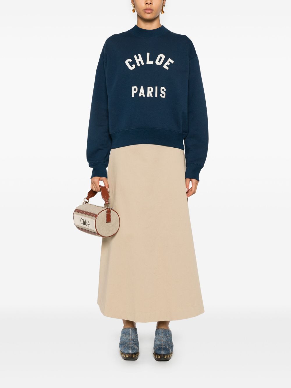 Chloé Logo Cotton Sweatshirt - Blue