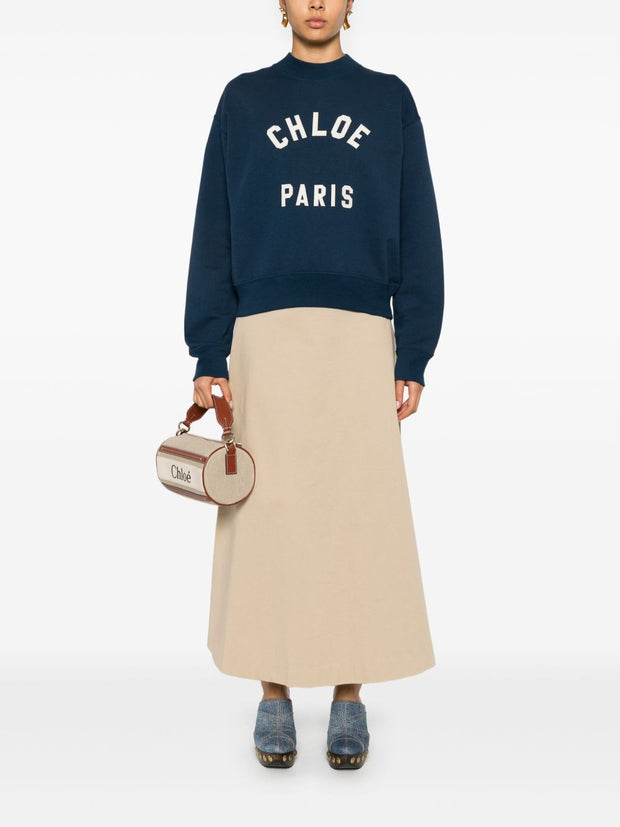 Chloé Logo Cotton Sweatshirt - Blue
