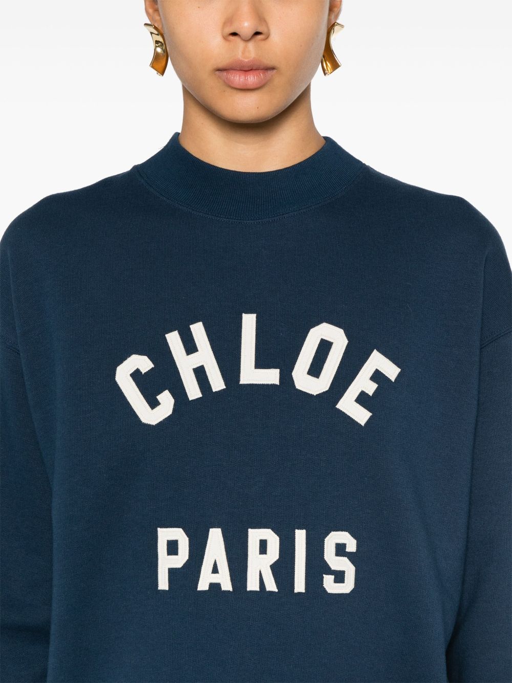 Chloé Logo Cotton Sweatshirt - Blue – Blush Lux Chloé Logo Cotton Sweatshirt - Blue – Blush Lux
