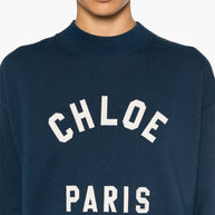 Chloé Logo Cotton Sweatshirt - Blue