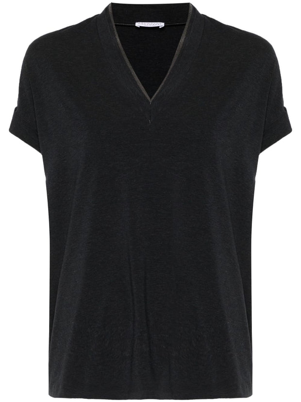 Brunello Cucinelli Cotton V-necked T-shirt - Grey