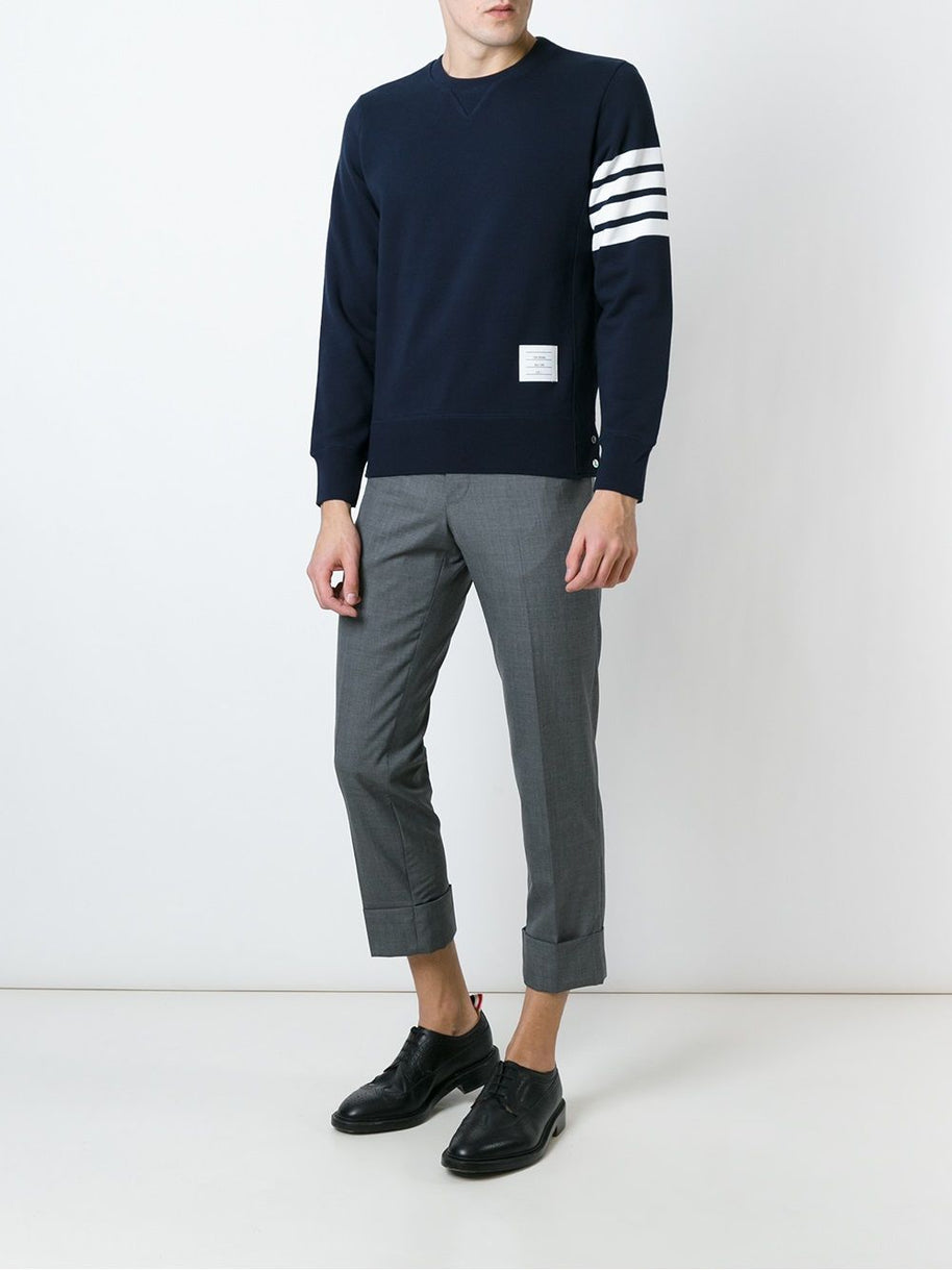 Thom Browne 4Bar Cotton Sweatshirt - Blue