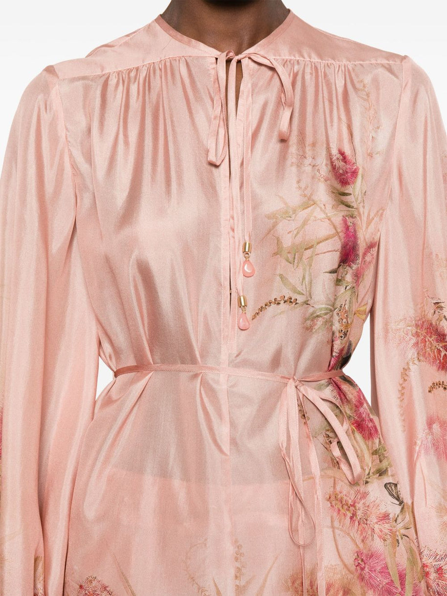 Zimmermann Cascadian Printed Silk Top - Pink