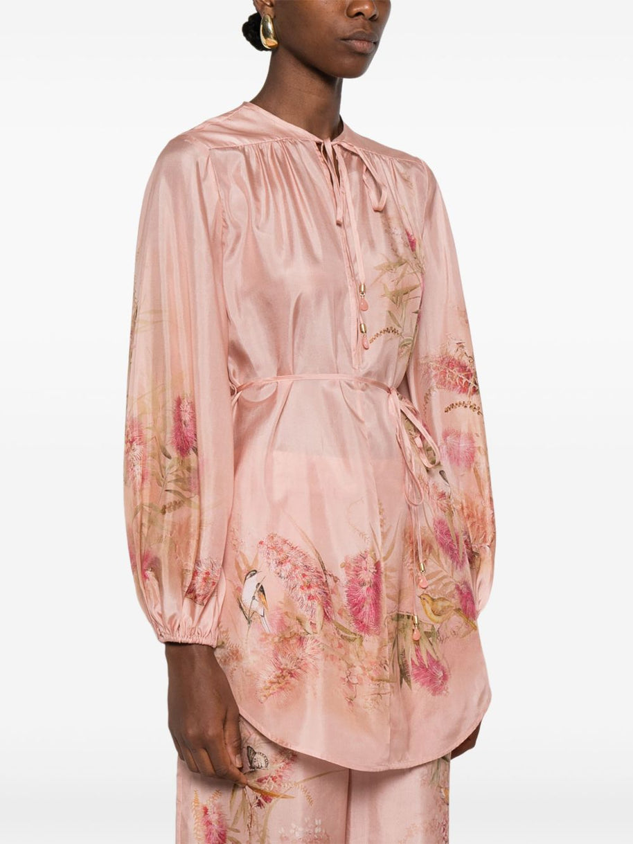 Zimmermann Cascadian Printed Silk Top - Pink