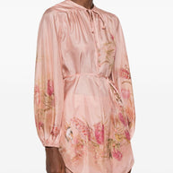 Zimmermann Cascadian Printed Silk Top - Pink