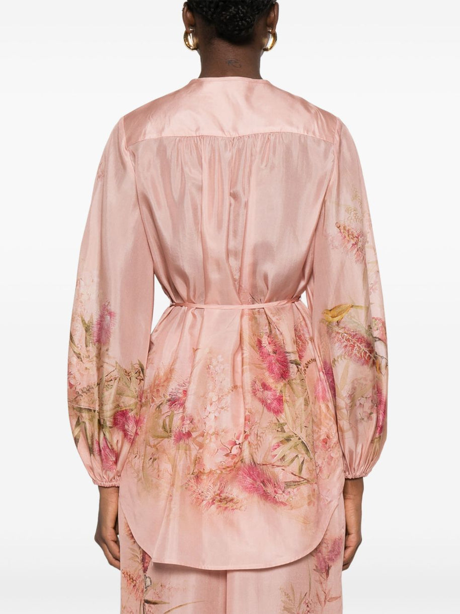 Zimmermann Cascadian Printed Silk Top - Pink