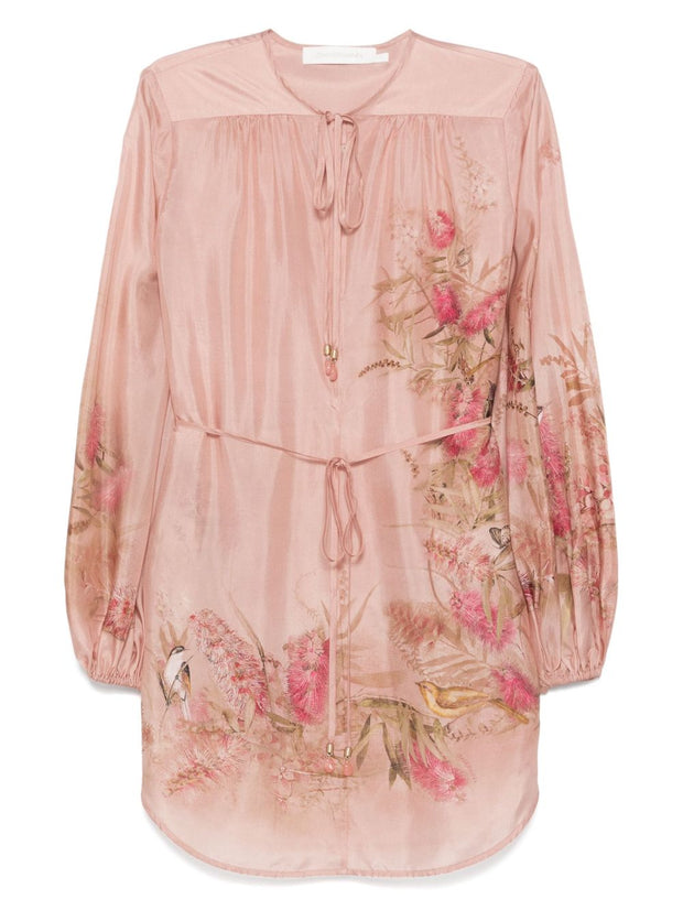 Zimmermann Cascadian Printed Silk Top - Pink