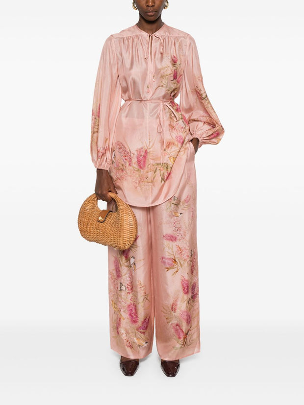 Zimmermann Cascadian Printed Silk Top - Pink