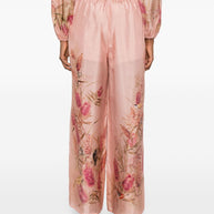 Zimmermann  Cascadian Printed Silk Trousers - Pink