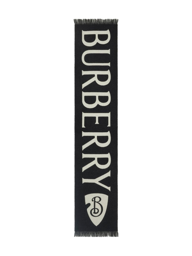 Burberry Logo Wool Scarf - Black