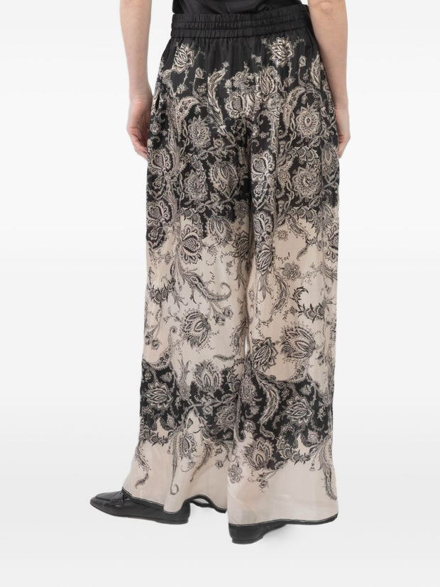 Zimmermann Rhiannon Printed Silk Trousers - Beige