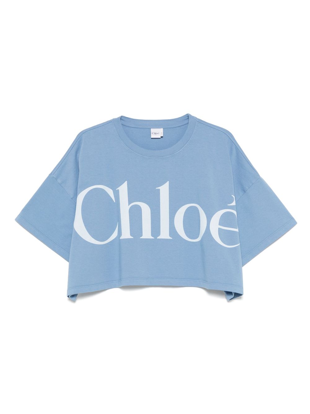 Chloé Chloè Logo Cotton Cropped T-shirt Clear Blue