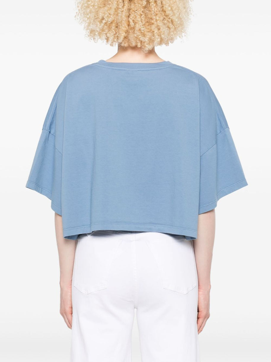 Chloé Chloè Logo Cotton Cropped T-shirt Clear Blue
