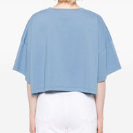 Chloé Chloè Logo Cotton Cropped T-shirt Clear Blue