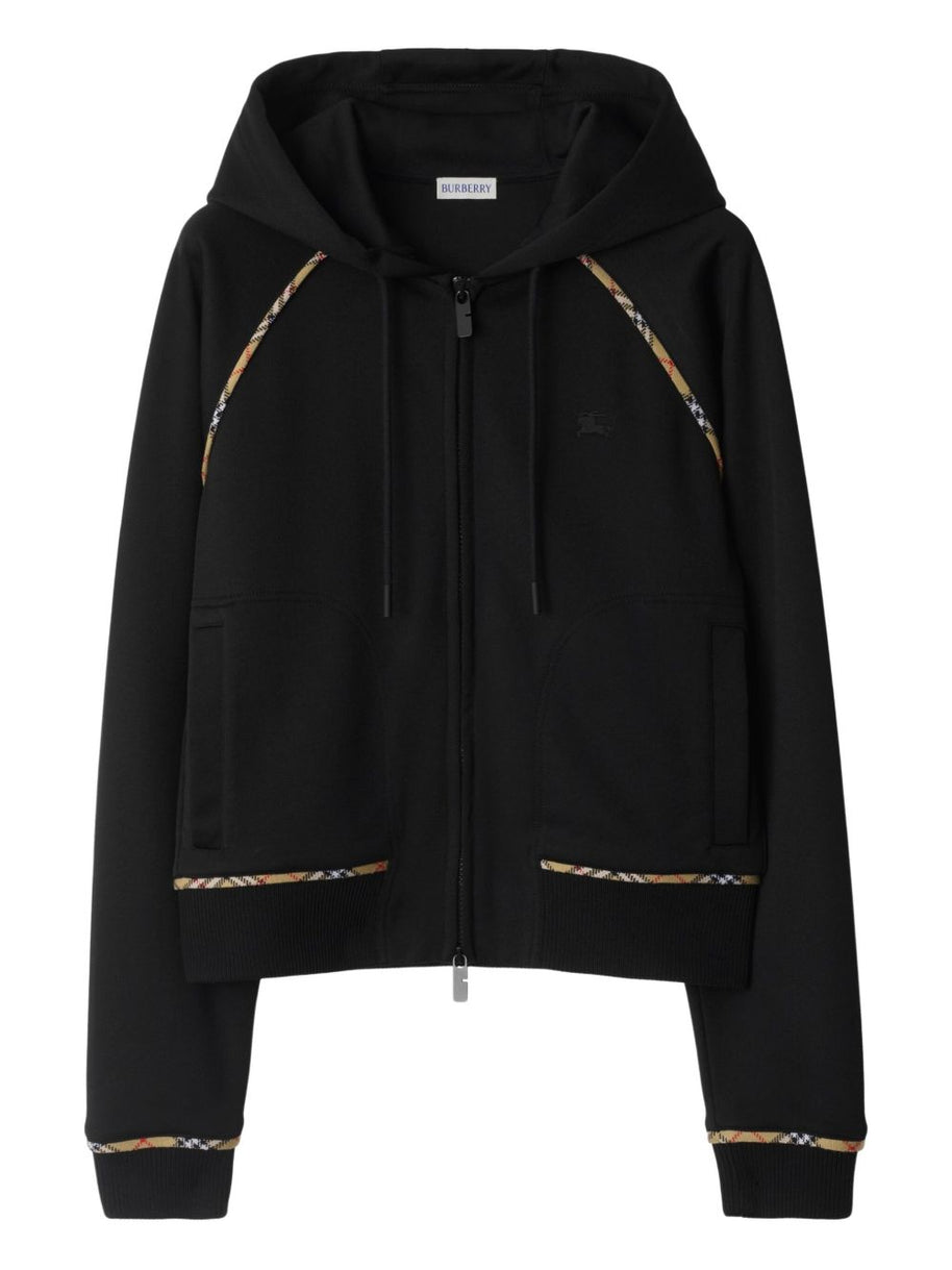 Burberry Cotton Blend Zipped Hoodie - Black