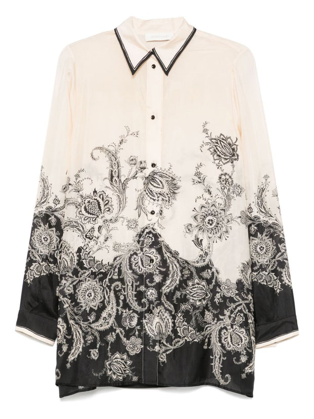 Zimmermann Rhiannon Printed Silk Shirt - Beige