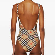 Burberry Check One-piece Swimsuit - Beige